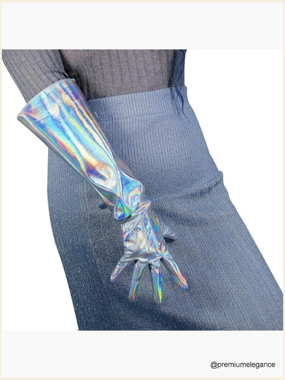 New Faux Patent PU 20" Long Gauntlet Gloves Wide Sleeve Over Elbow Opera